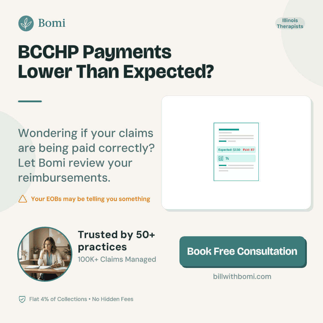 Bomi ad creative offering a BCCHP claim review